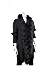 Wool Wrap with Fox Fur - Black