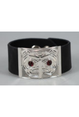 Chris Cook Leather Bracelet - Eagle with Garnet - CCB01