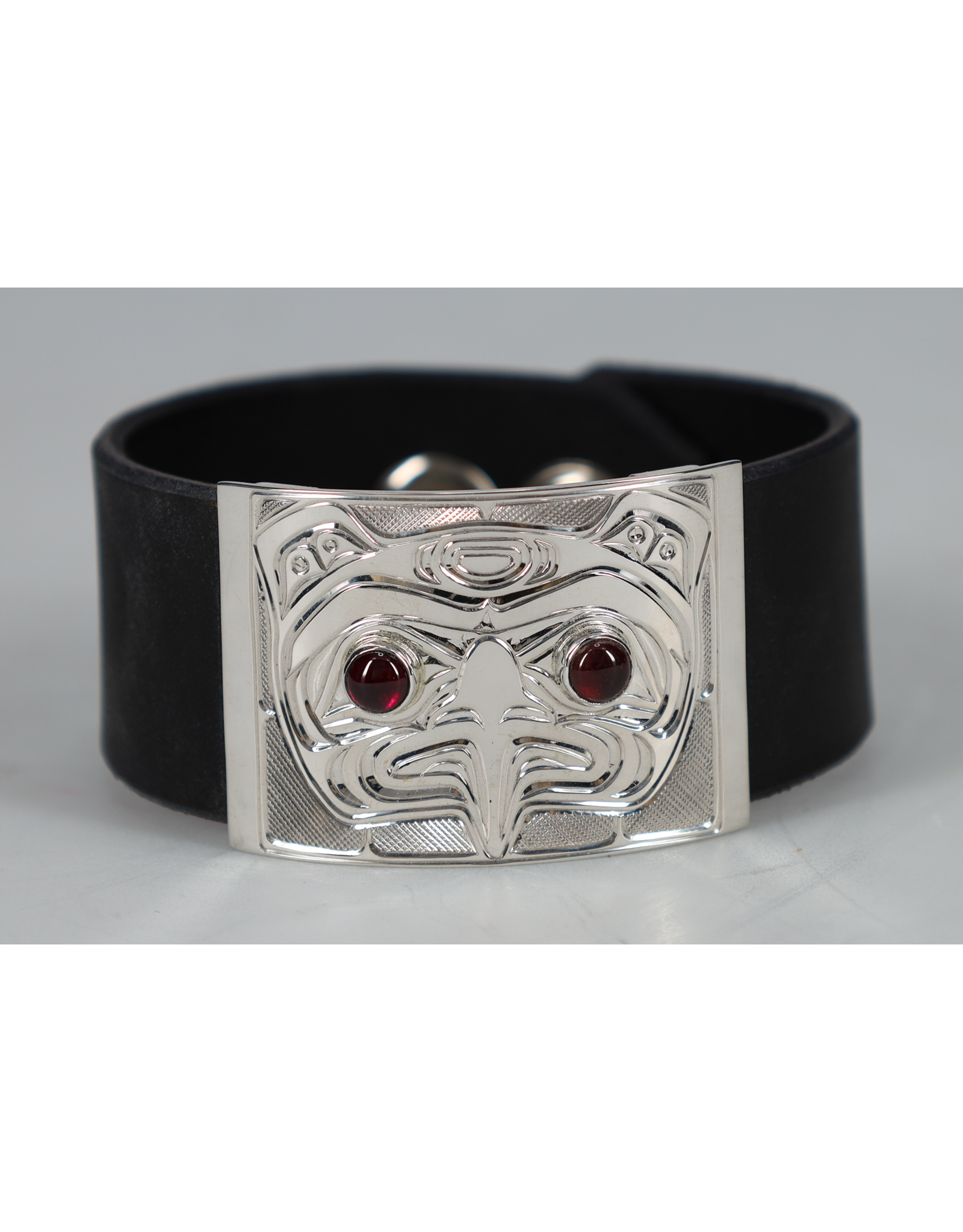 Chris Cook Leather Bracelet - Eagle with Garnet - CCB01
