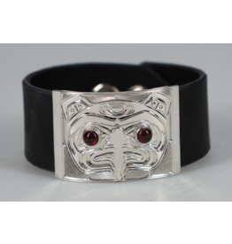 Chris Cook Leather Bracelet - Eagle with Garnet