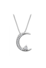 Pendentif Lune Or Blanc avec Diamants - CR-P53111