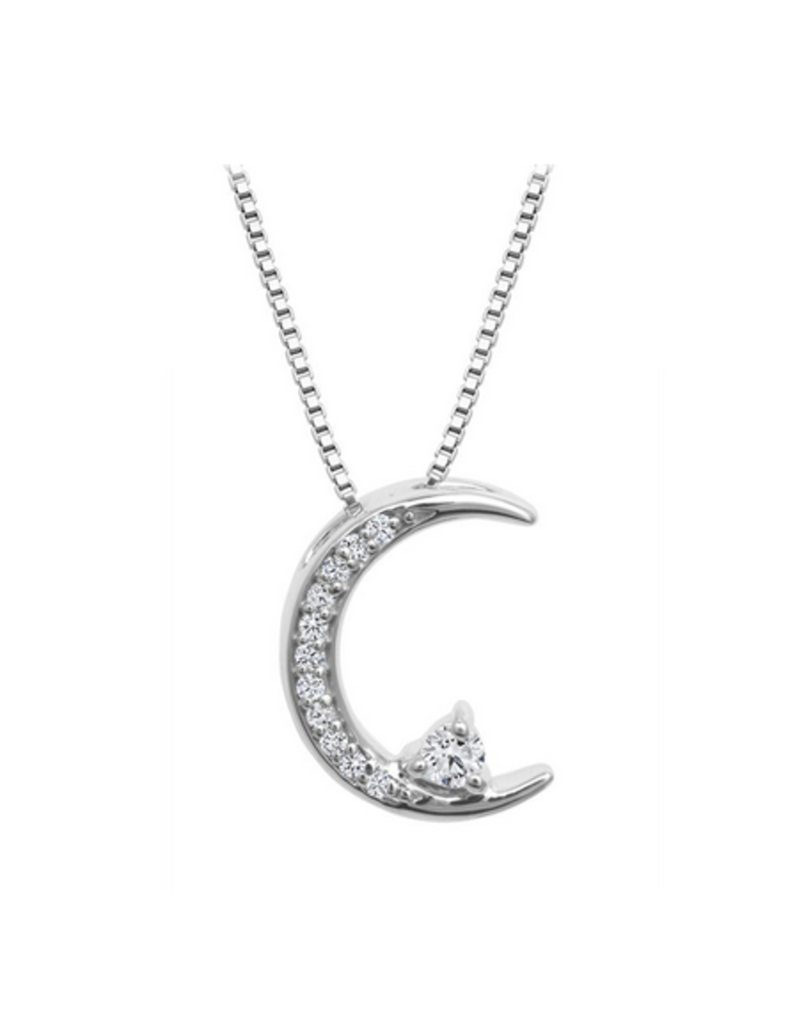 Pendentif Lune Or Blanc avec Diamants - CR-P53111