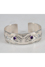 Chris Cook Silver Cuff - Bear with Amethyst - CCSC05
