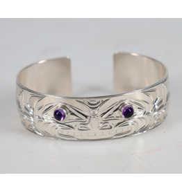 Chris Cook Silver Cuff - Bear with Amethyst