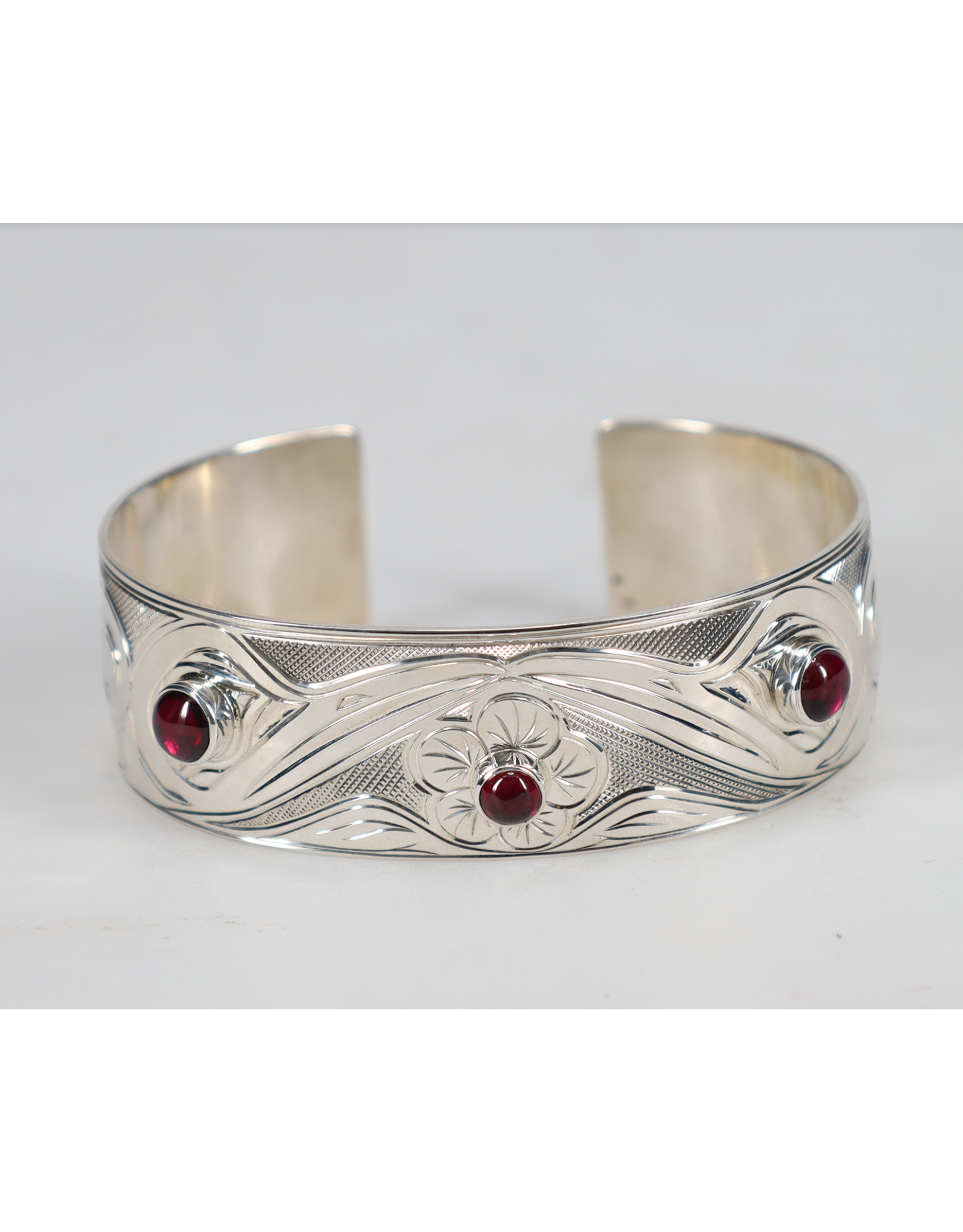 Chris Cook Silver Cuff - Hummingbird with Garnet - CCSC04