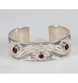 Chris Cook Silver Cuff - Hummingbird with Garnet