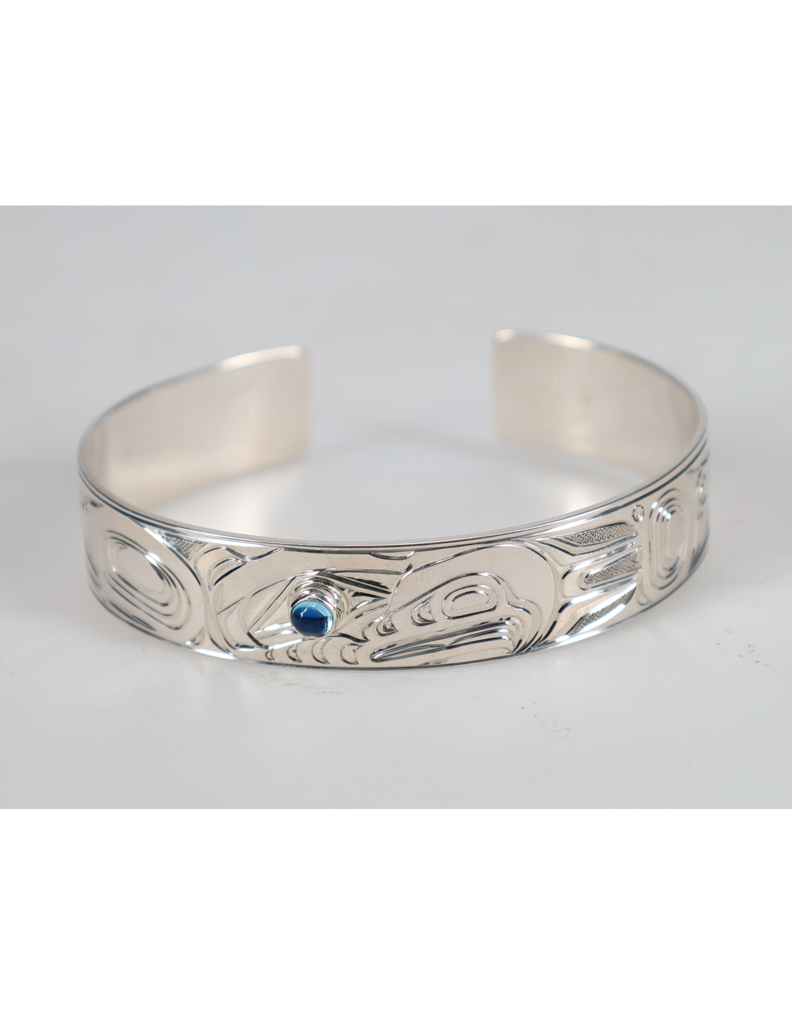 Chris Cook Silver Cuff - Eagle with Blue Topaz - CCSC08