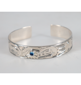 Chris Cook Silver Cuff - Eagle with Blue Topaz
