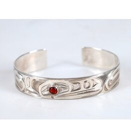 Chris Cook Silver Cuff - Raven with Amber