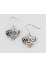 Chris Cook Earrings Heart - Eagle with Blue Topaz (CCE05)