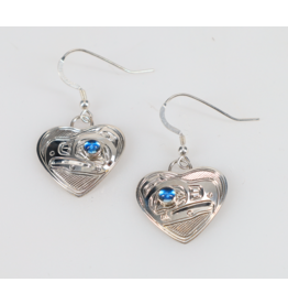 Chris Cook Earrings Heart - Eagle with Blue Topaz