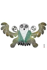 Owl With Chicks by Mary Kudjuakju Card