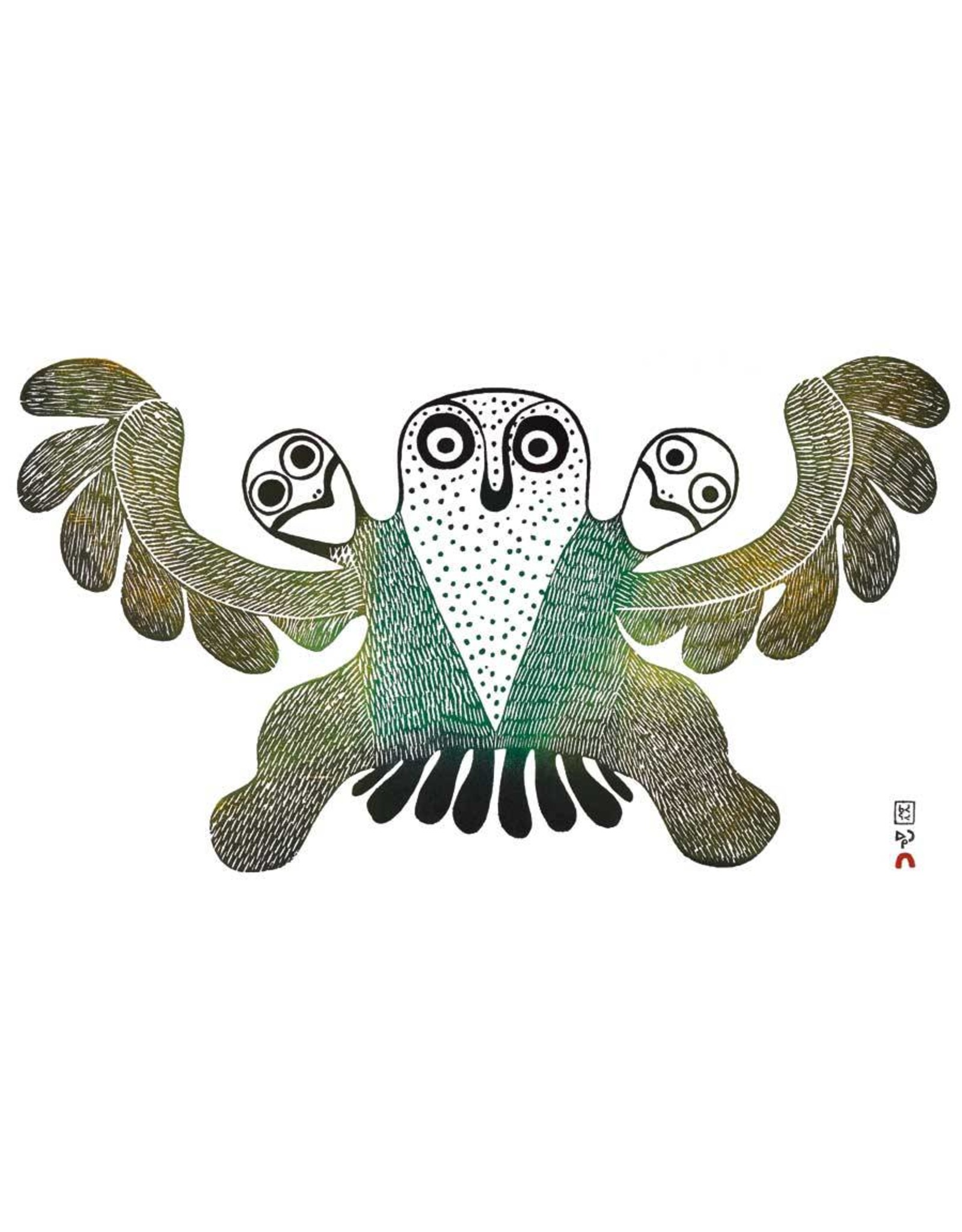 Owl With Chicks par Mary Kudjuakju Carte