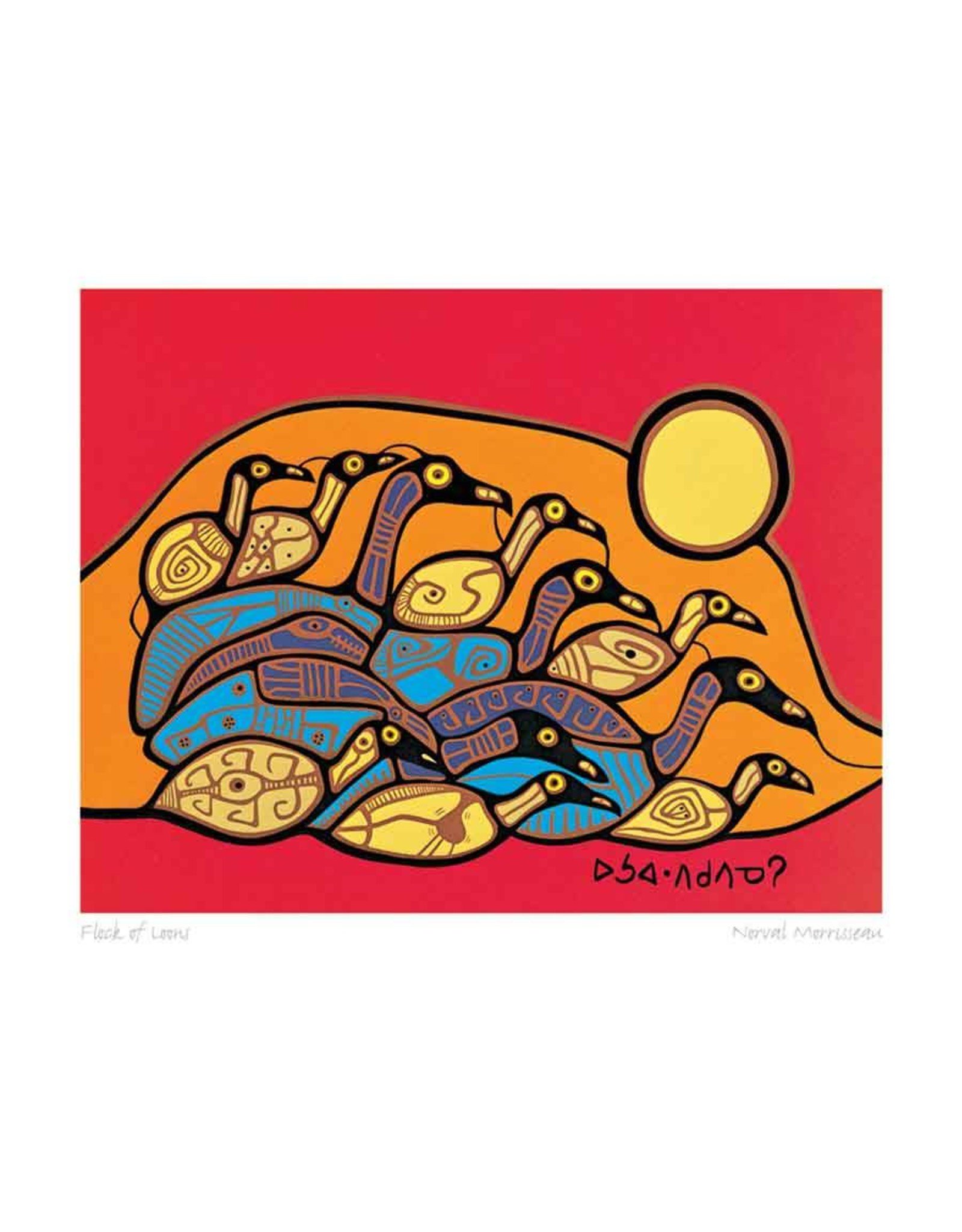 Flock of Loons by Norval Morrisseau Matted