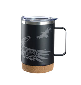 Cork Base Travel Mug with Handle - Soaring Eagle by Corey Bulpitt