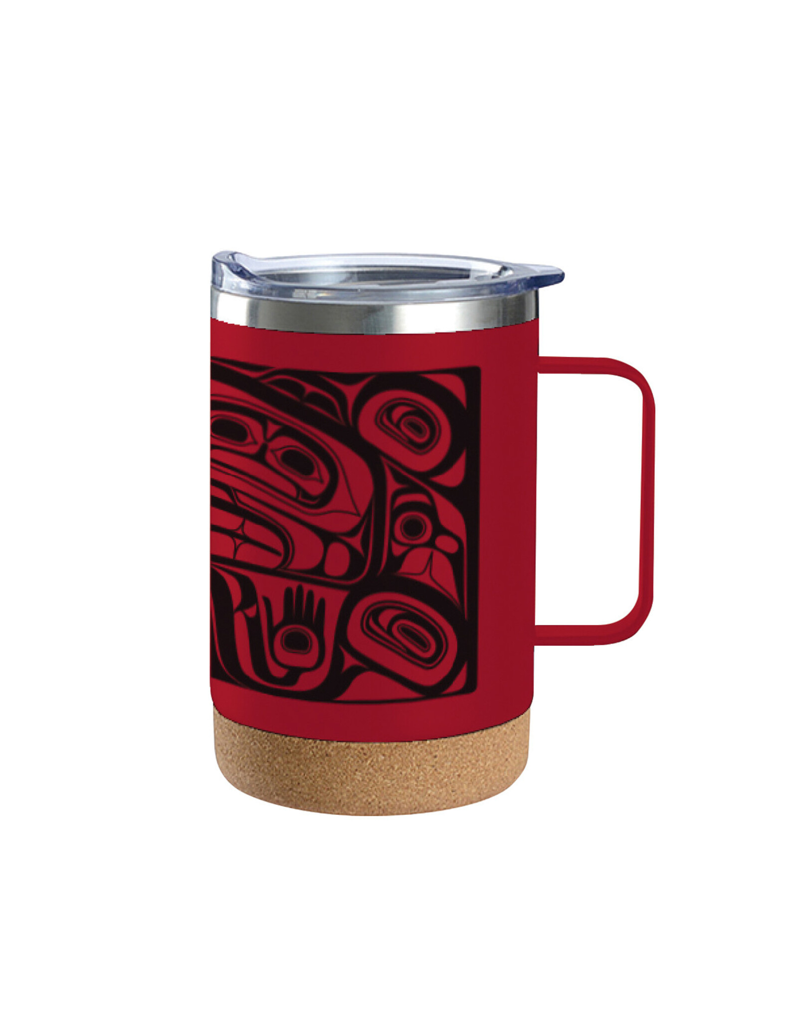 Cork Base Travel Mug with Handle - Treasure of our Ancestors by Donnie Edenshaw