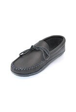 Black Leather Men's Moccasin with Padded Sole - 11563BLM