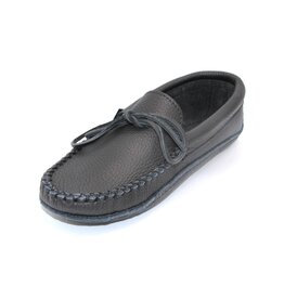 Black Leather Men's Moccasin with Padded Sole