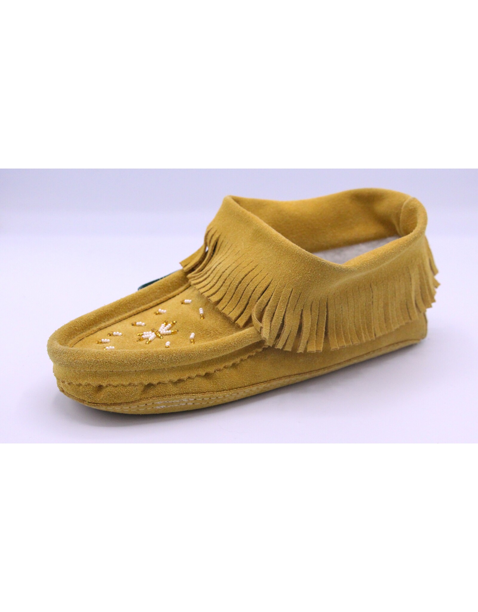 Fringed Beaded Indian Tan Moccasin - 64817L