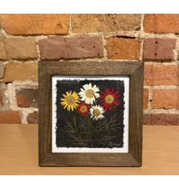 Assorted Flowers Walnut Frame