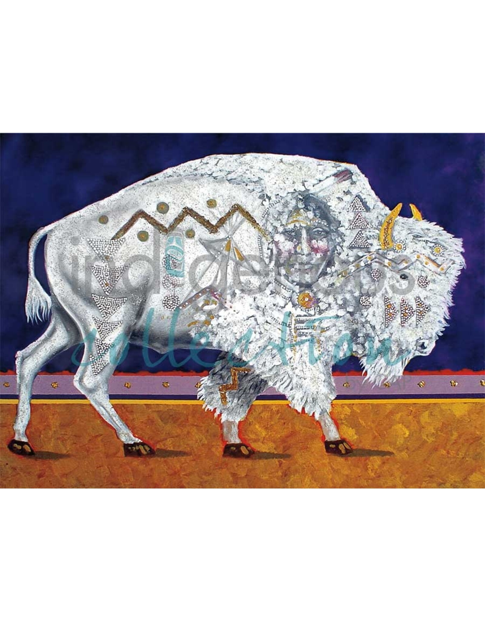 White Buffalo by John Balloue Large Canvas