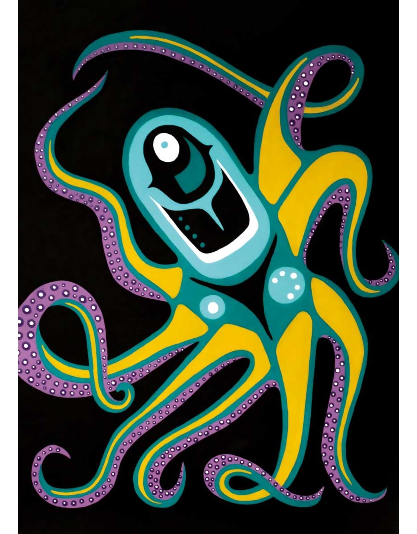 Moonlight Octopus by Shana Yellow Calf Large Canvas