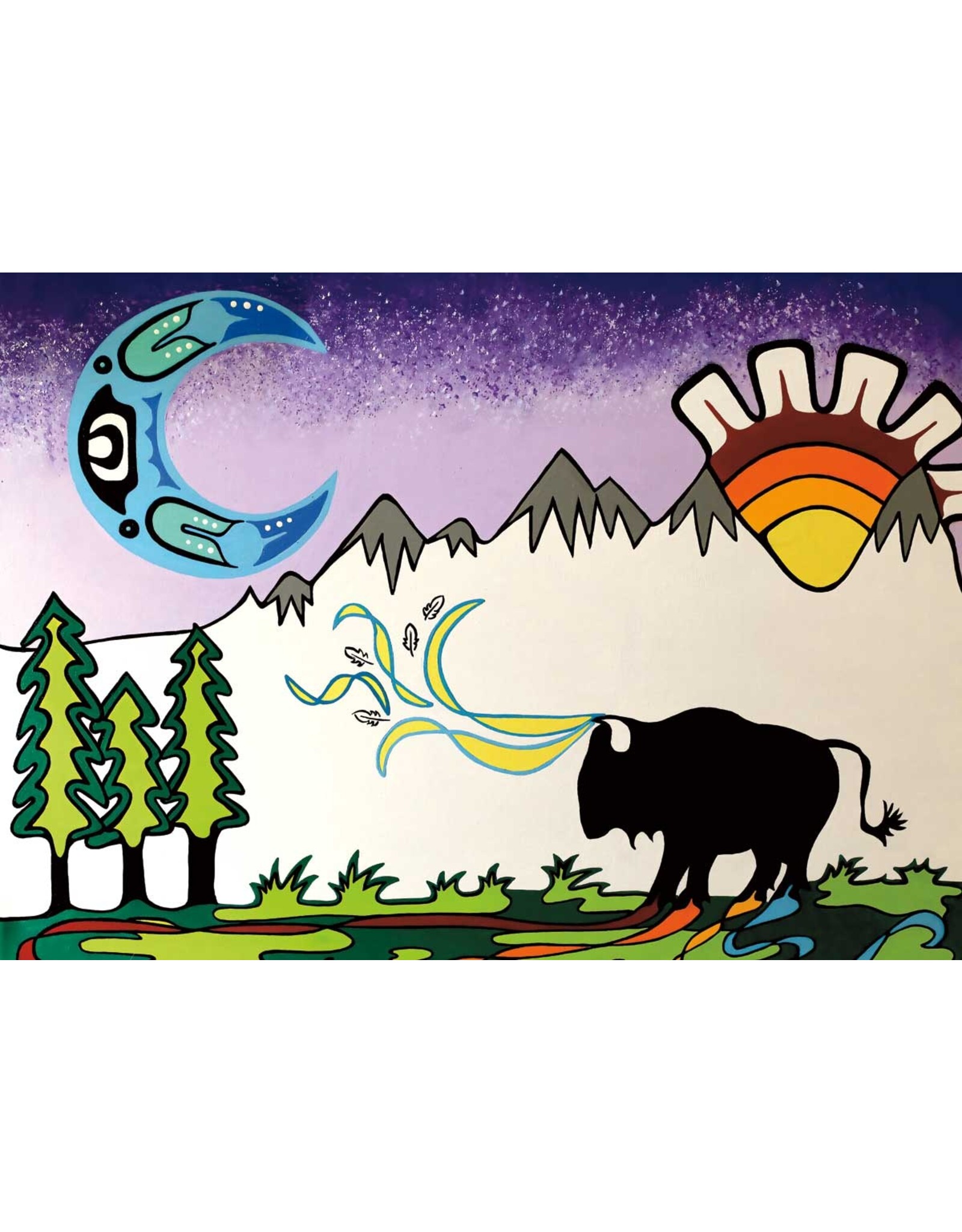 Sun Moon Spirit by Shana Yellow Calf Small Canvas