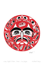 Man, Eagle & Bear Power Sun Design by Richard Shorty Small Canvas
