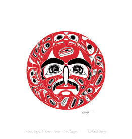 Man, Eagle & Bear Power Sun Design by Richard Shorty Small Canvas