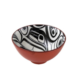 Small Fine Porcelaine Bowl - Raven (Red/Black)