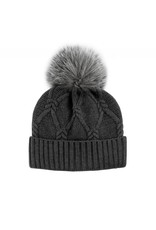 Wool Knit Hat with Fox Pom Pom