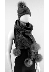 Wool Knit Hat Fox Pom-Pom