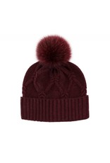 Wool Knit Hat with Fox Pom Pom