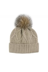 Wool Knit Hat with Fox Pom Pom