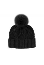 Wool Knit Hat with Fox Pom Pom