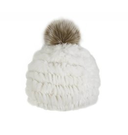 Rabbit Fur Hat Fox Pom-Pom