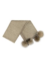Wool Knit Scarf with Fox Pom Poms