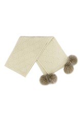 Wool Knit Scarf with Fox Pom Poms