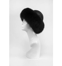 Chapeau en Cuir avec Fourrure de Renard