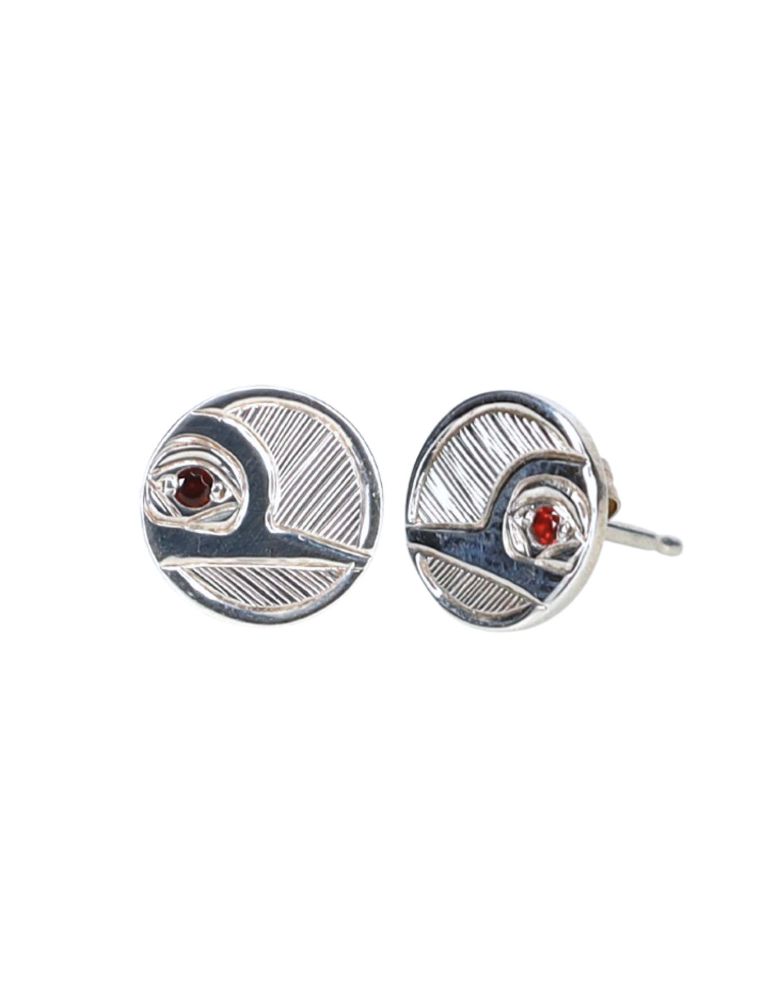 Round Hummingbird Studs with Black Diamond by Hollie Bear - HBE20