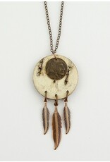 Round Pendant w/ Feather and Coin - BB4-P