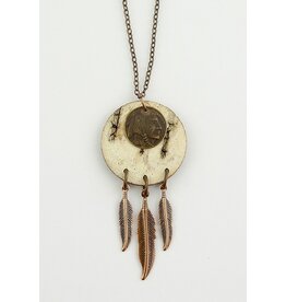 Round Pendant w/ Feather and Coin