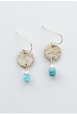 Silver Birch Bark Earrings with Turquoise - BBSS6