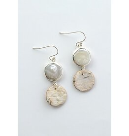 Silver Birch Bark Earrings with Pearl