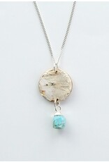 Silver Birch Bark Pendant with Turquoise - BBSS6-P