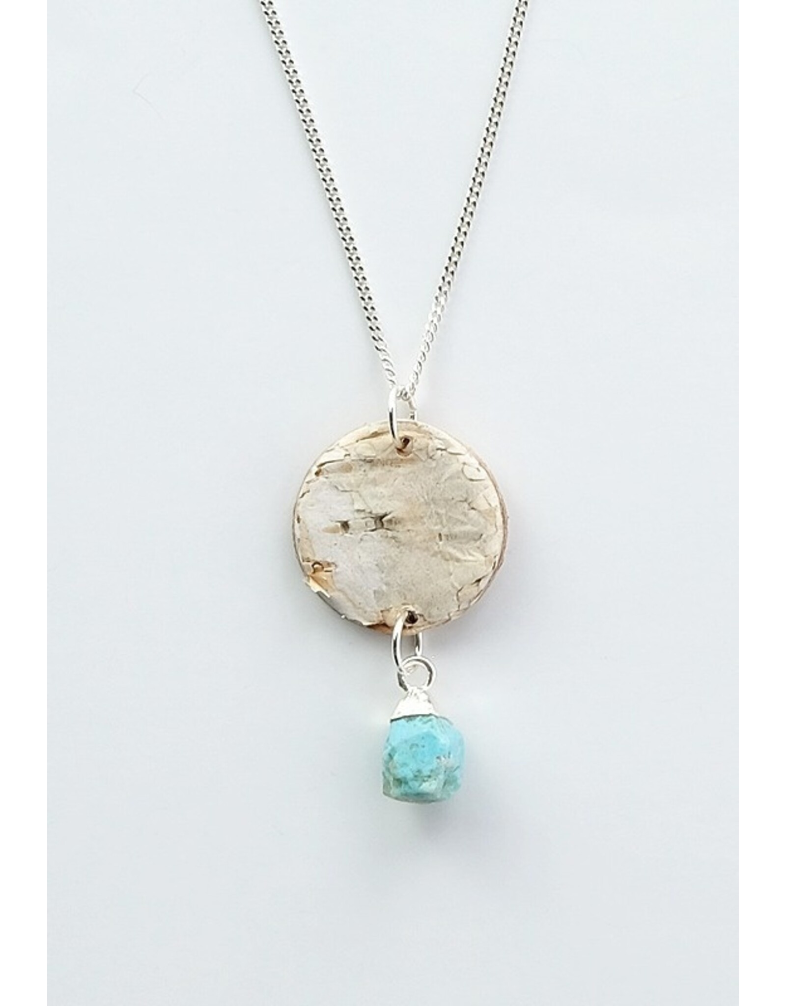 Silver Birch Bark Pendant with Turquoise - BBSS6-P