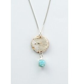 Silver Birch Bark Pendant with Turquoise