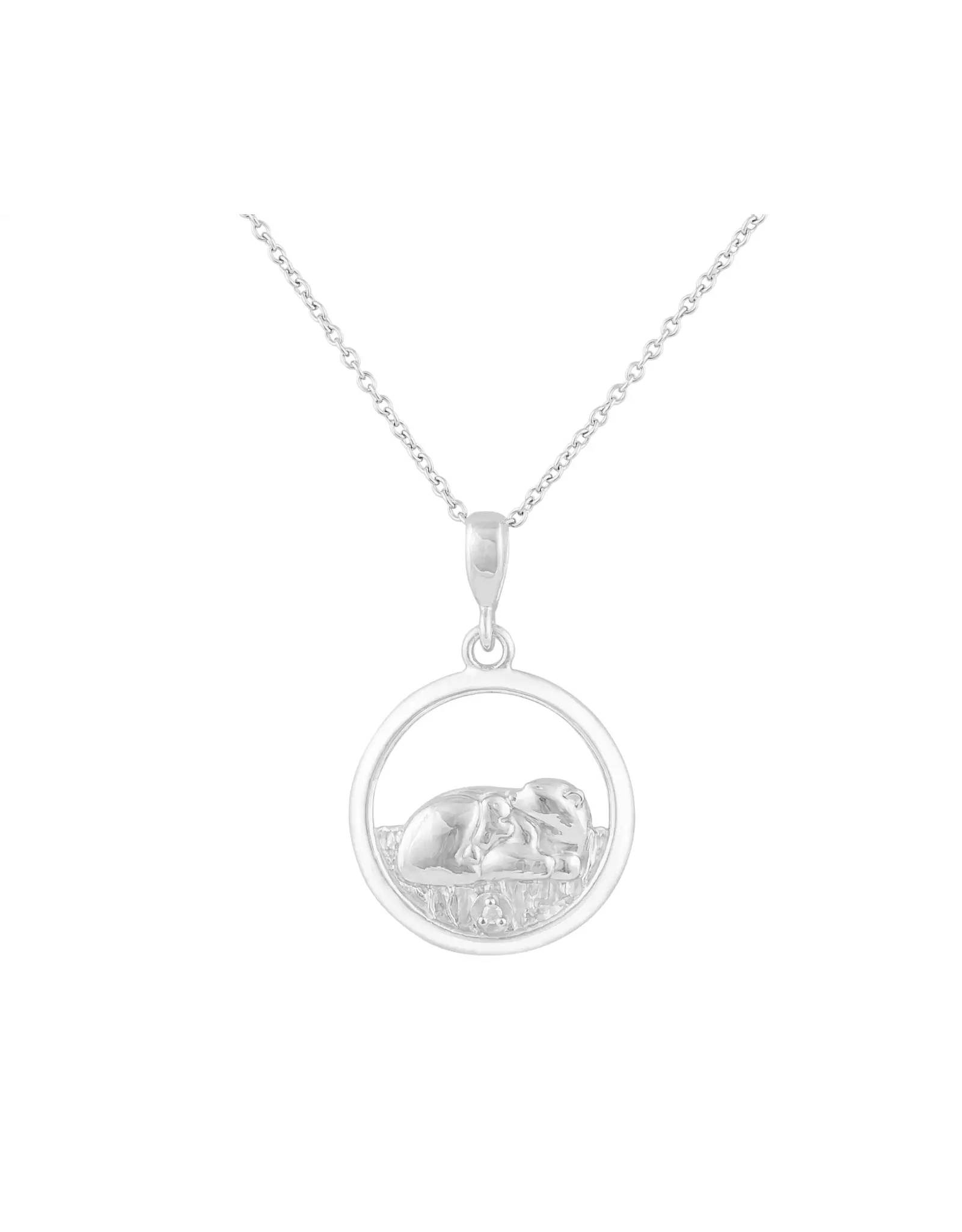 Mother Bear & Cub Silver Pendant - ADP15