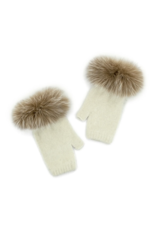 Fingerless Gloves with Fox Fur - Ivory