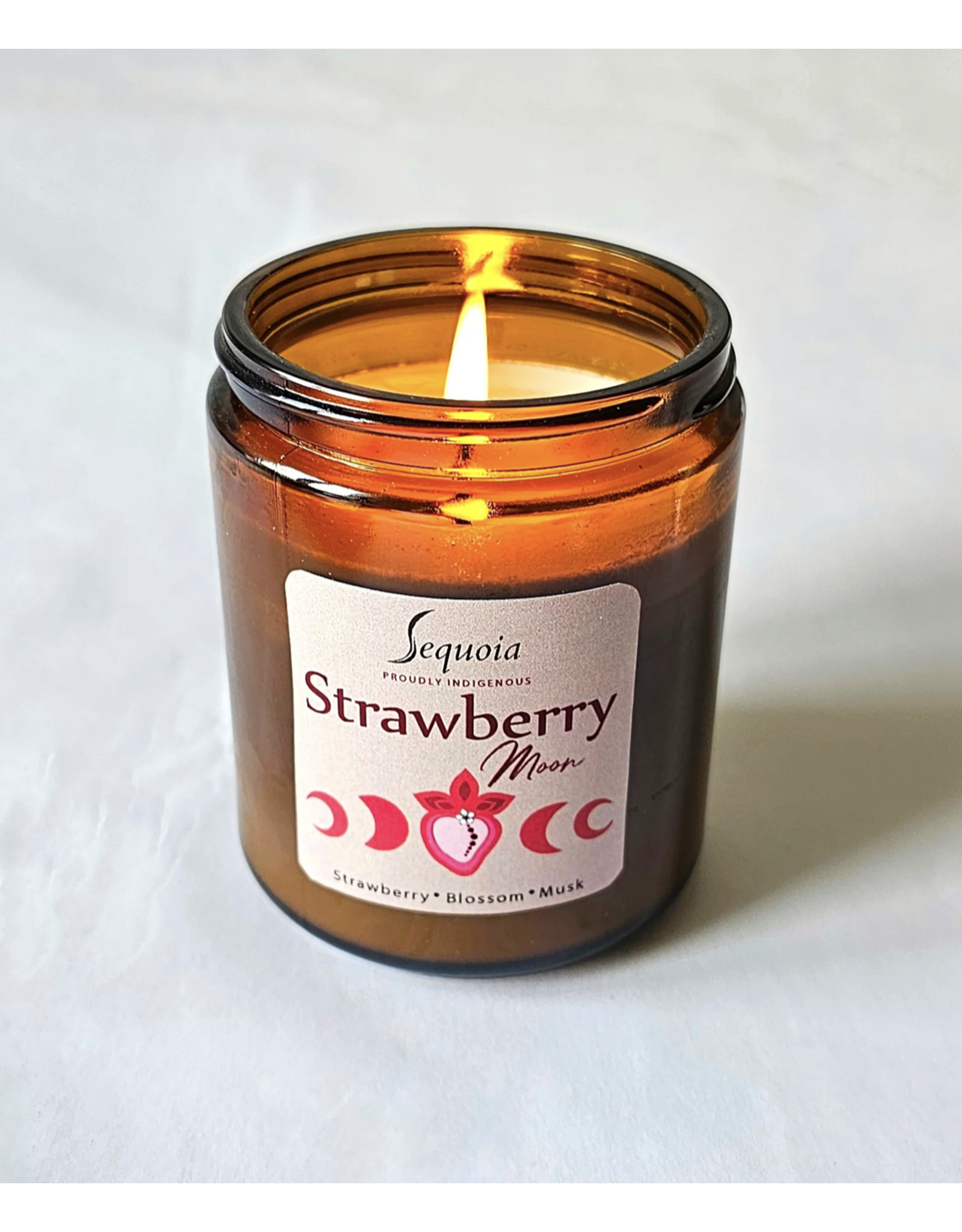 Chandelle Sequoia en Verre - Lune de fraise (50hr)